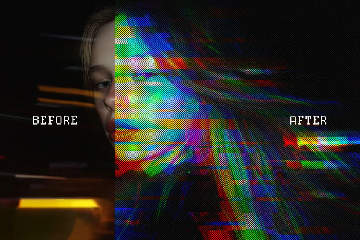 Halftone Glitch Photo Effect