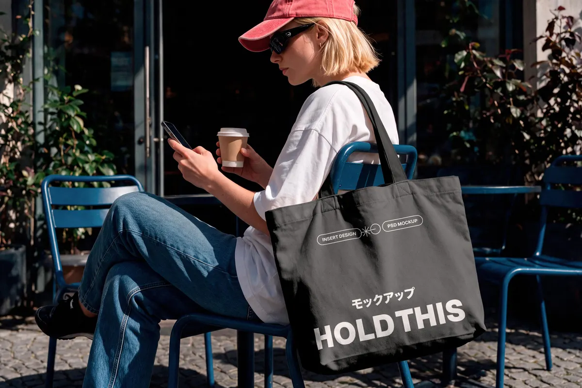 Café Tote Bag Mockup
