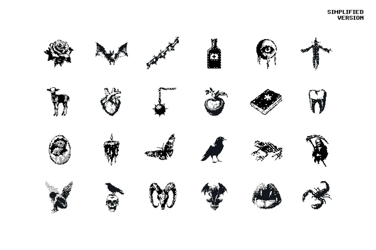Dark Aesthetic Dithering Graphic Bundle