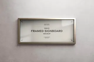 Horizontal Wall Signboard Frame Mockup
