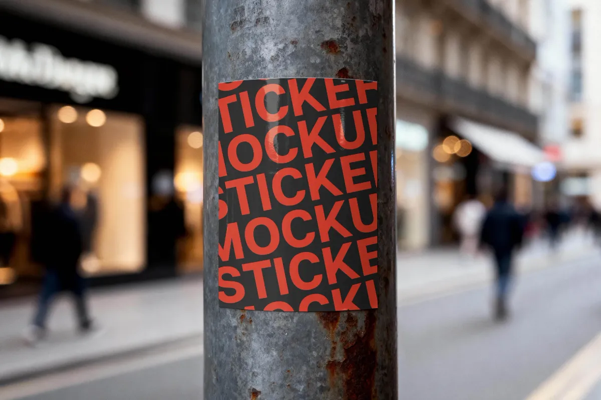 Utility Pole Sticker Mockup