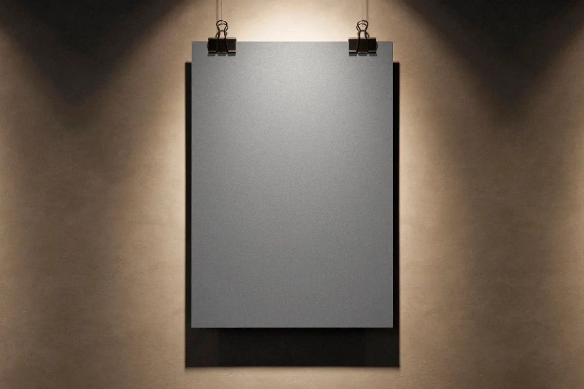 Hanging Poster Mockup with Binder Clips
