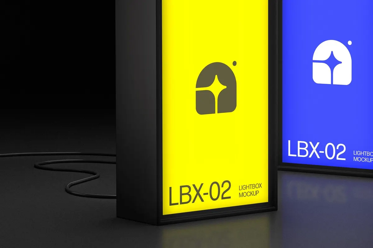 Vertical Lightbox Signages Mockup