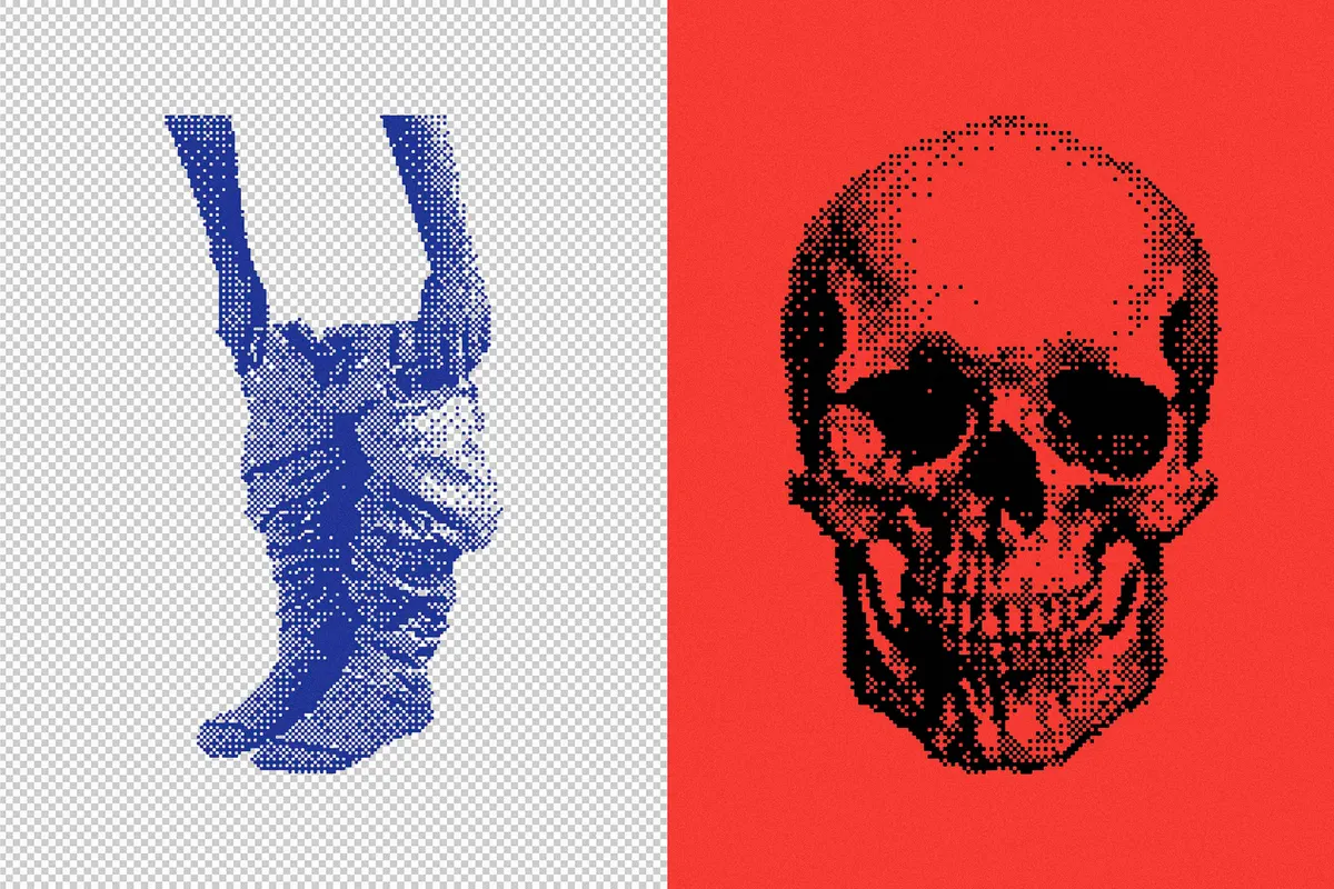 144 Dithering Bitmap Vector Shapes