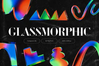 3D Glowy Glassmorphic Shapes