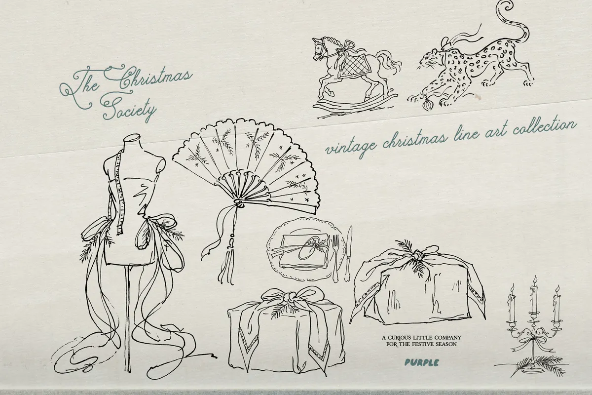 The Christmas Society. Vintage Christmas Line Art