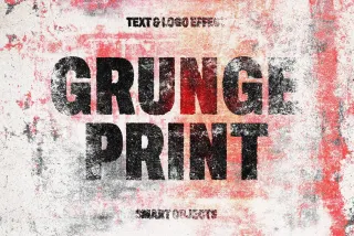 Grunge Print Text & Logo Effect