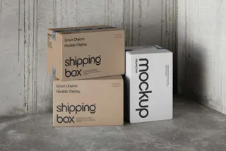 Delivery Cardboard Box Mockup
