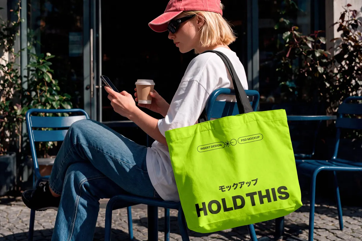 Café Tote Bag Mockup