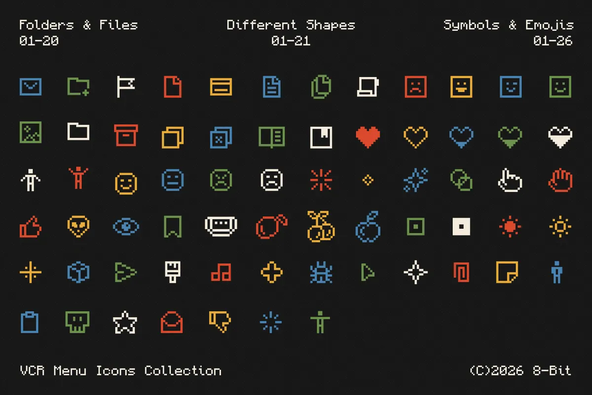 VCR Pixel Menu Graphics