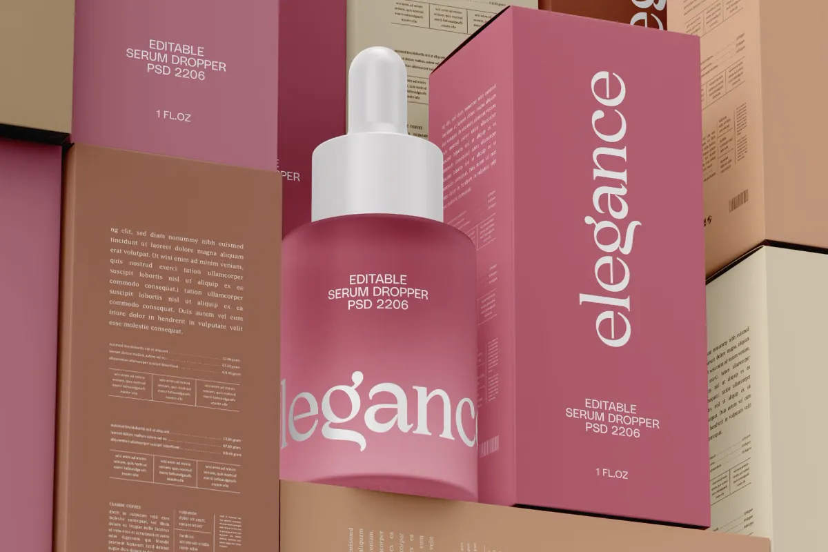 Cosmetic Serum Dropper Bottle Mockup