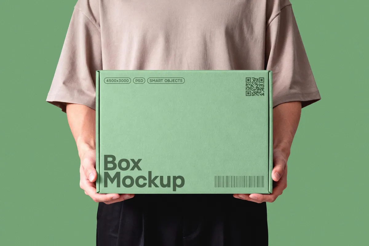 Box In Hands Mockup