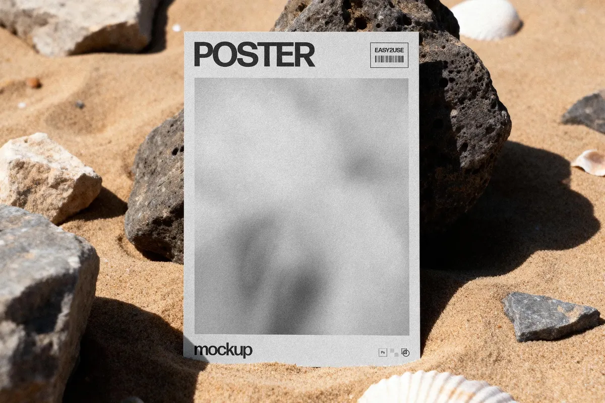 Beach Rocks Poster Mockup