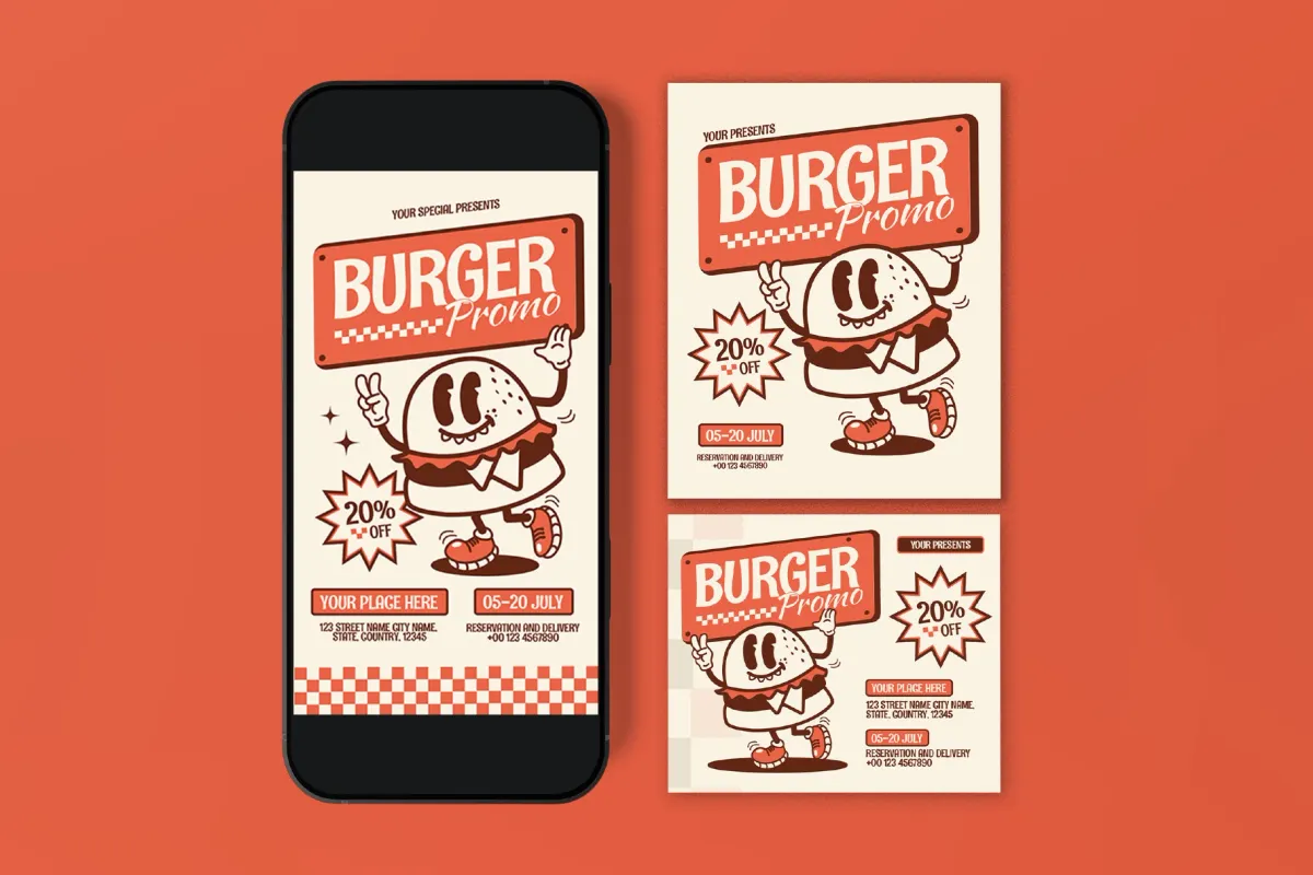 Orange Burger Promo Flyer
