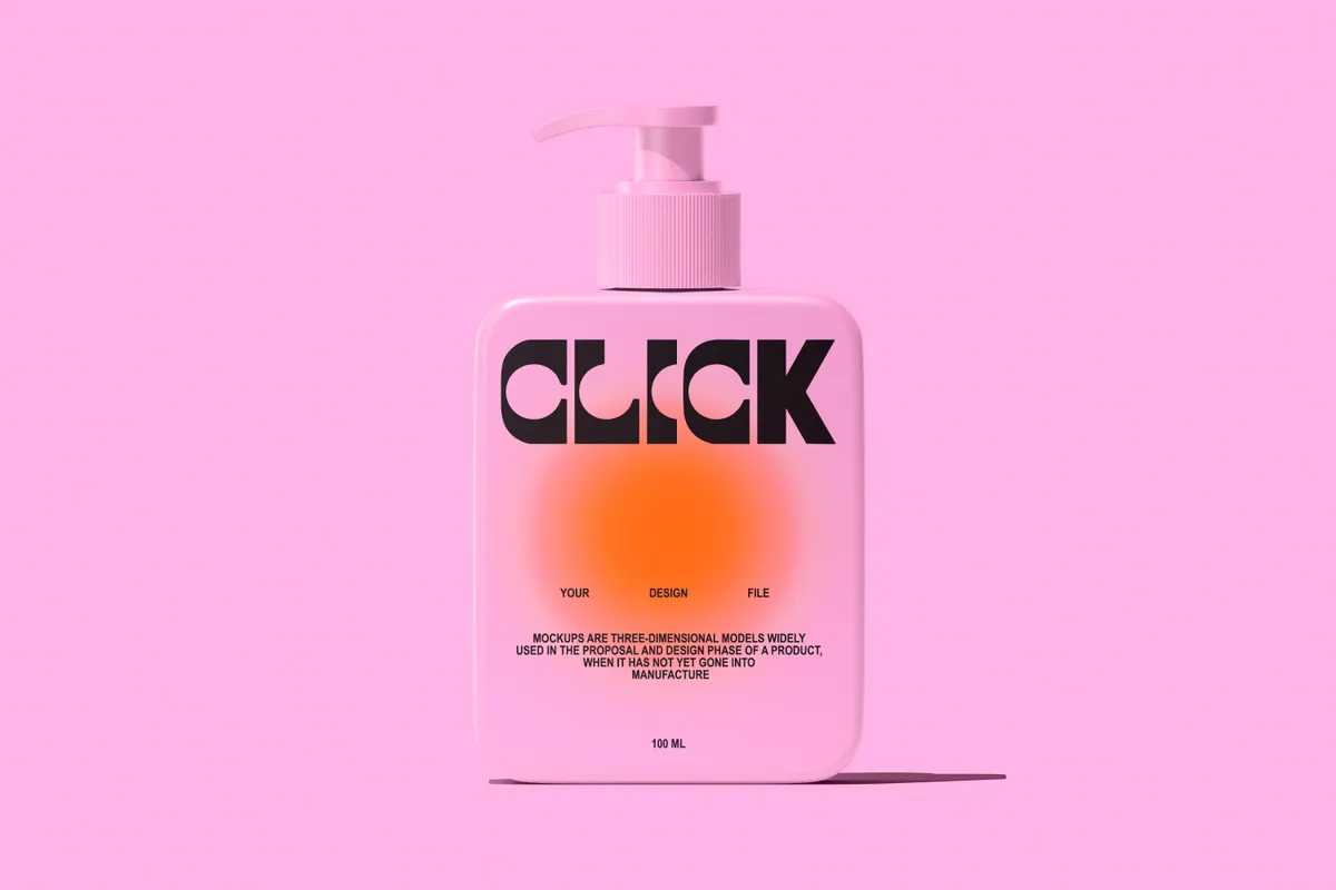 Front View Square Dispenser Bottle Mockup
