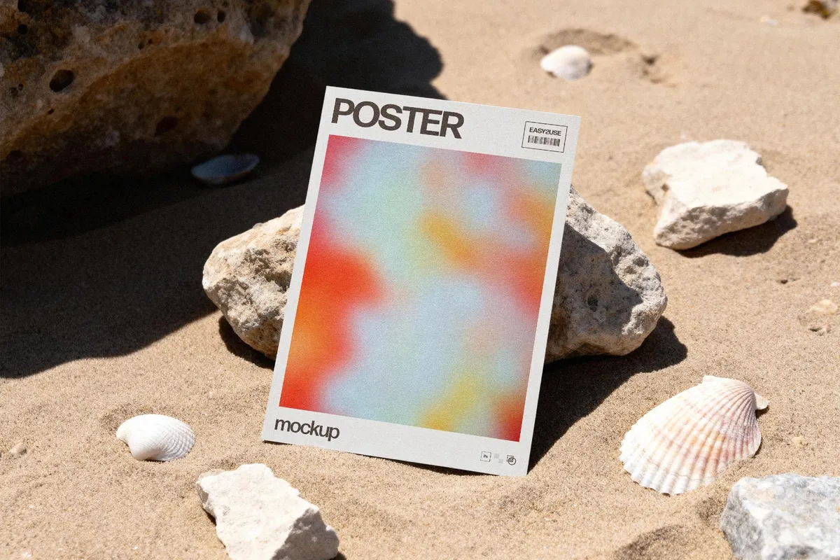 Summer Poster Mockup with Seashells