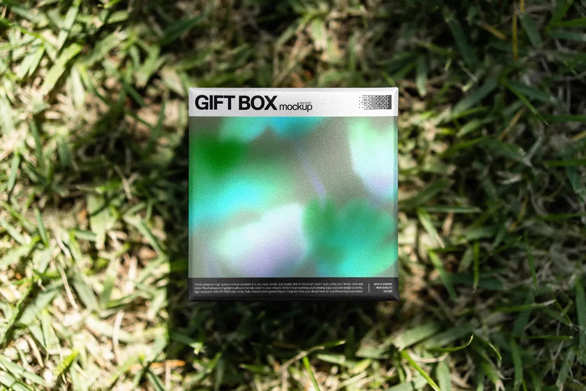 Gift Box Mockup on Grass