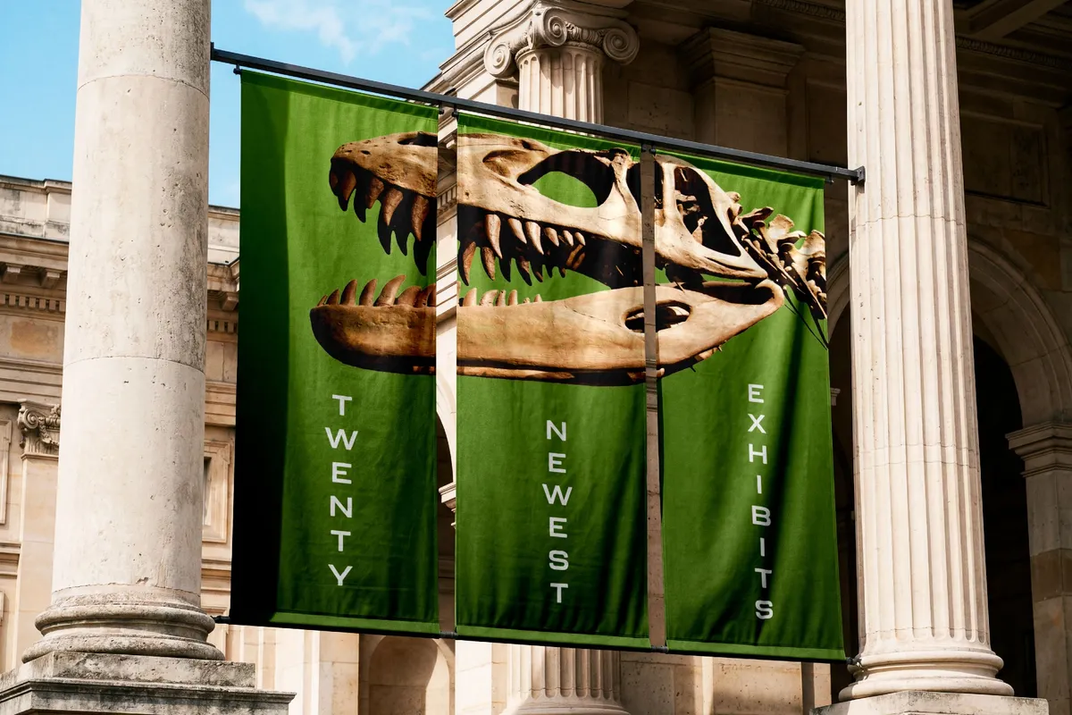 Vertical Fabric Banners Mockup