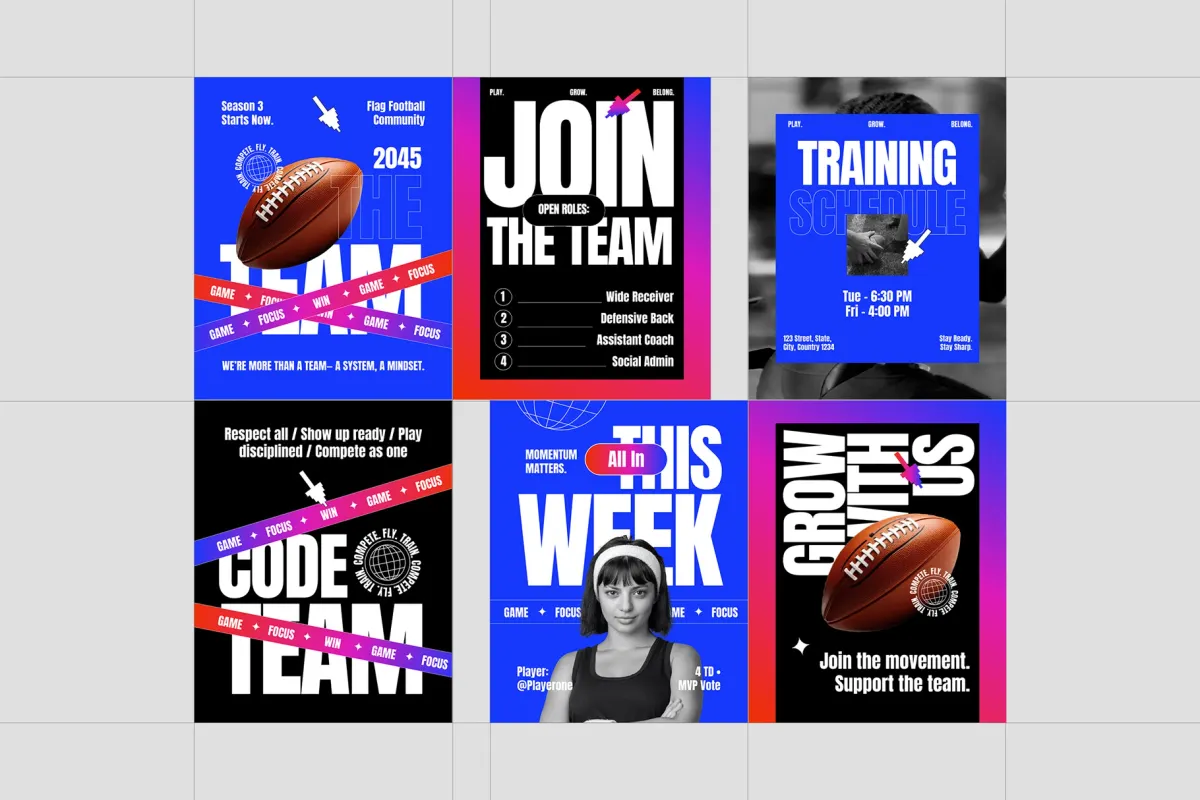 Football Sport Instagram Pack - CANVA Template
