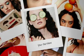 Scattered Polaroid Cards Mockup