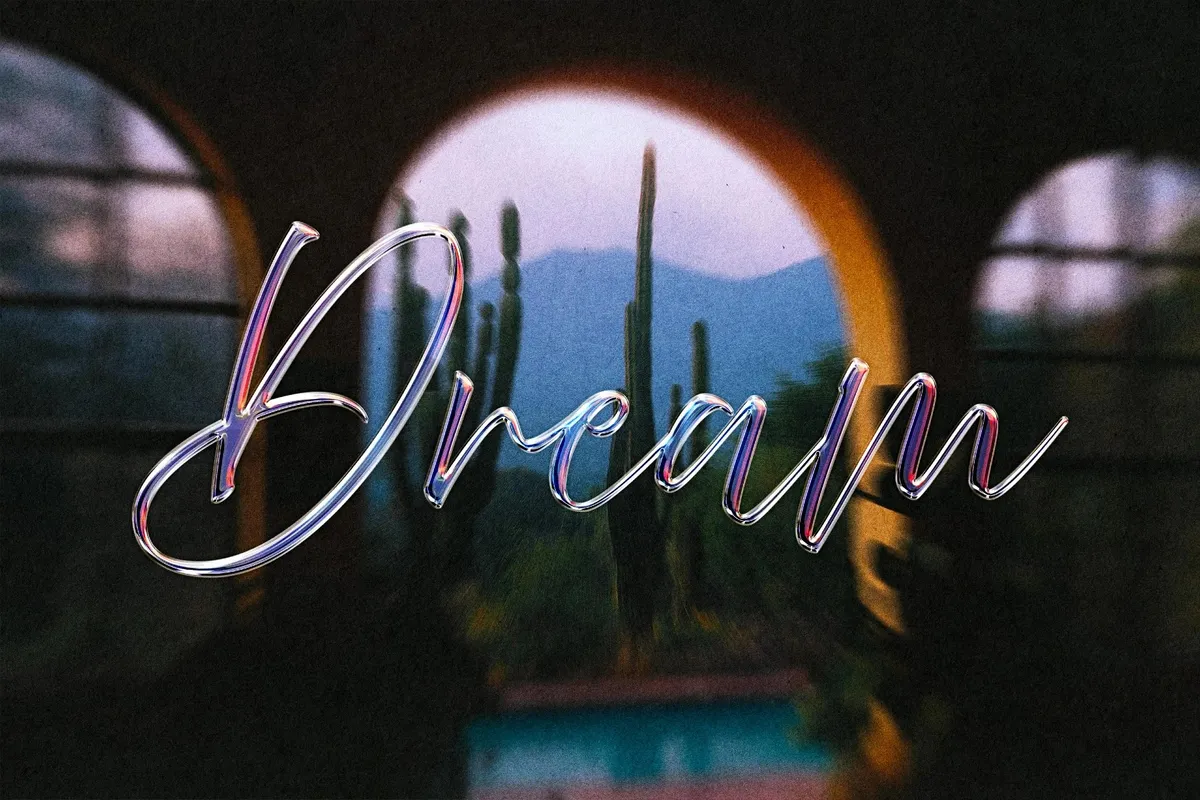 Clear Vivid Glass Chrome Text Effect