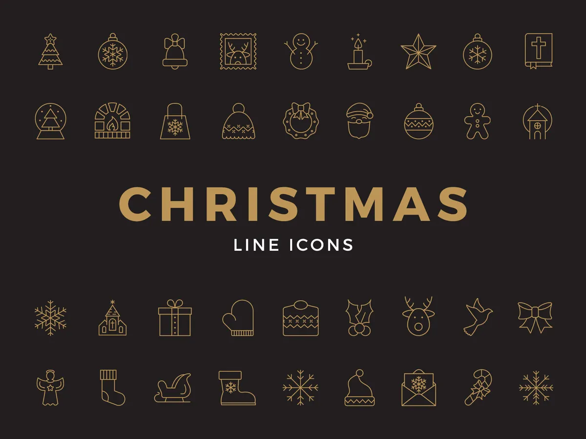 Christmas Line Icons Set