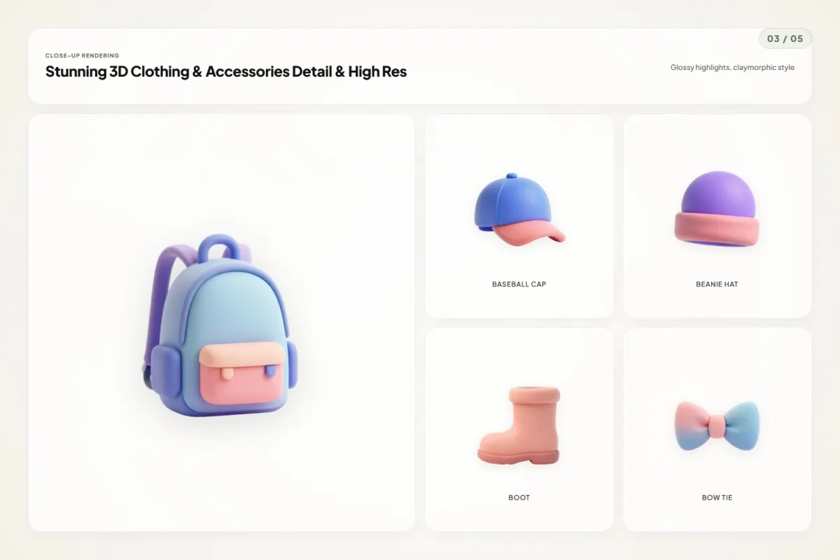 3D Clothing & Accessory Icons