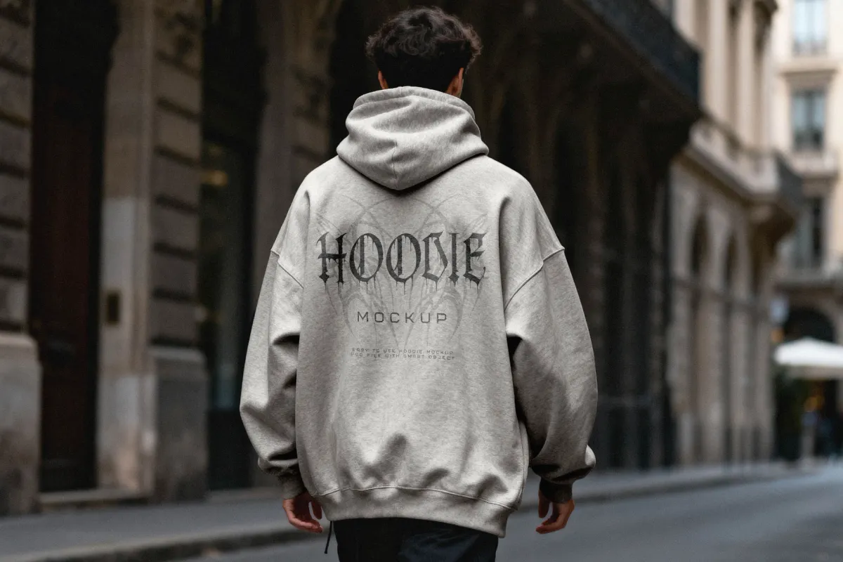 Street Hoodie Mockup Back View