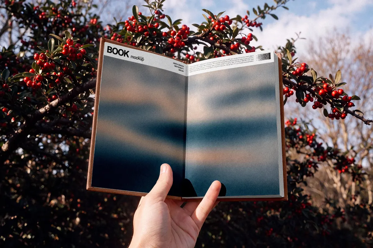 Open Book Mockup in Hand