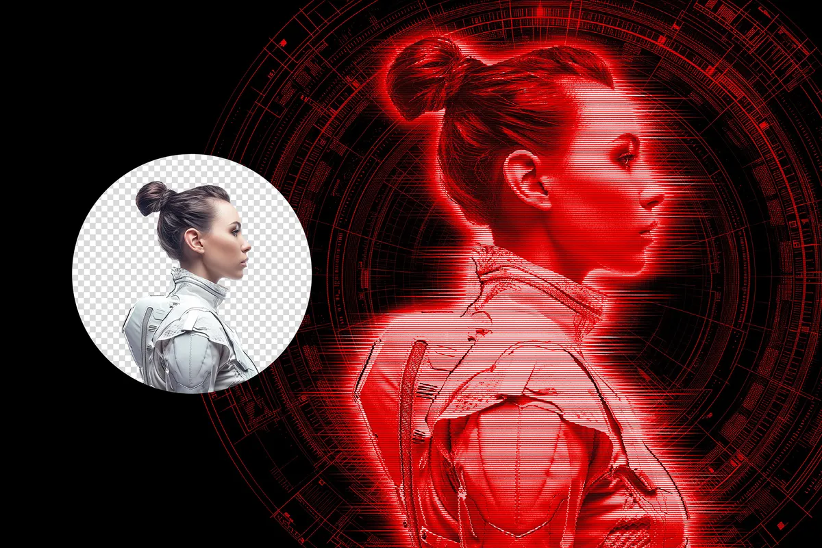 HUD Hologram Photoshop Action