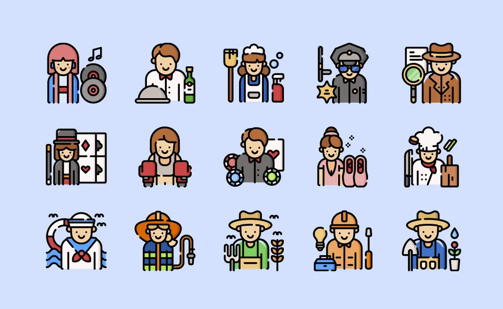 Jobs and Professions Icons Set