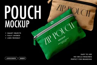 Fabric Zip Pouch Mockup