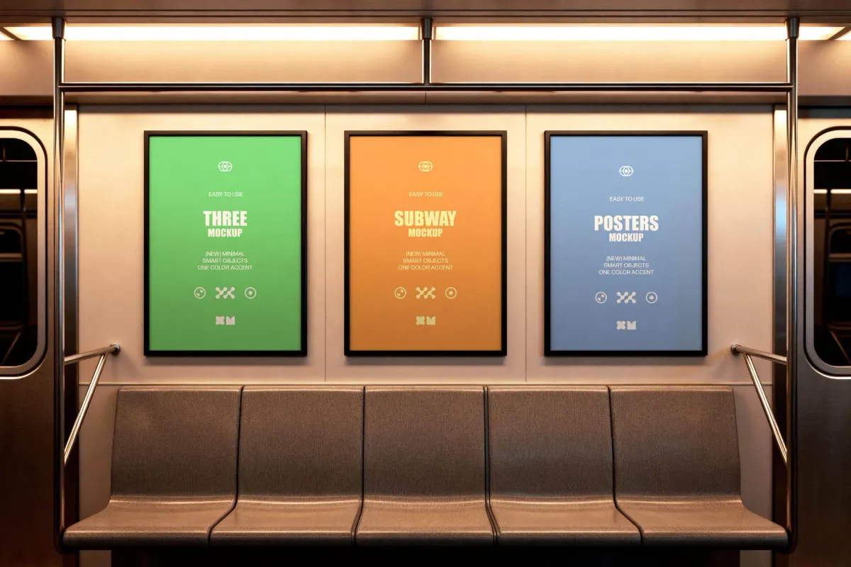 Metro Carriage Ad Posters Mockup