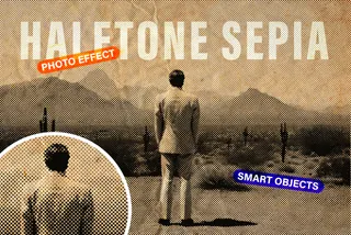 Halftone Sepia Photo Effect
