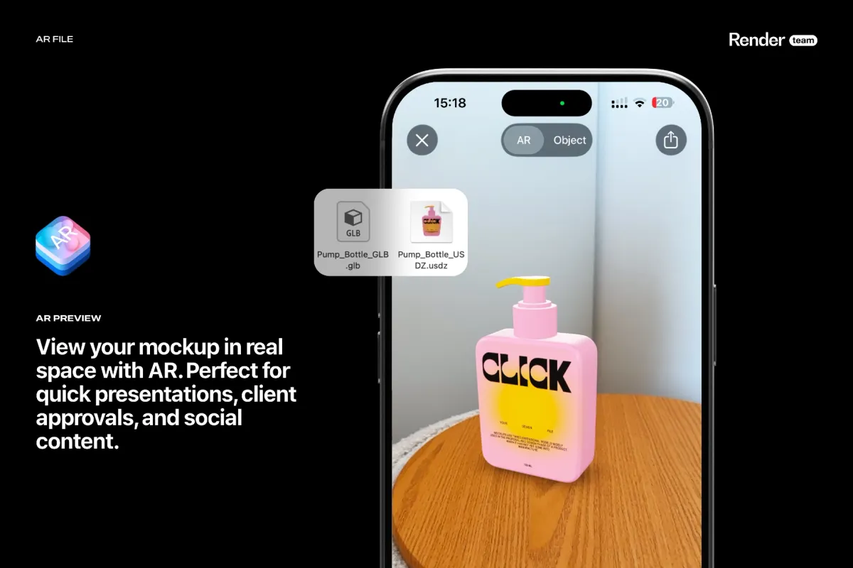 Pump Bottle Mockup Set with AR
