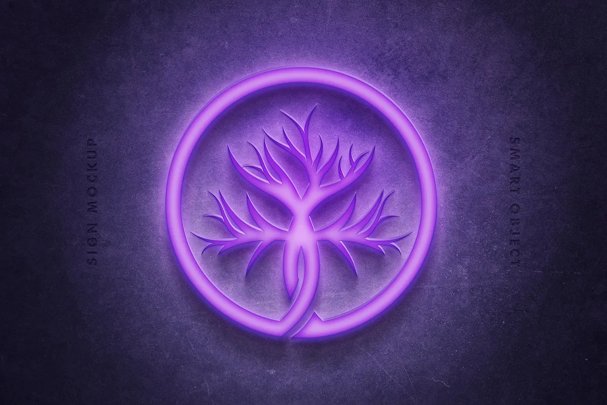 Violet Neon Sign Mockup