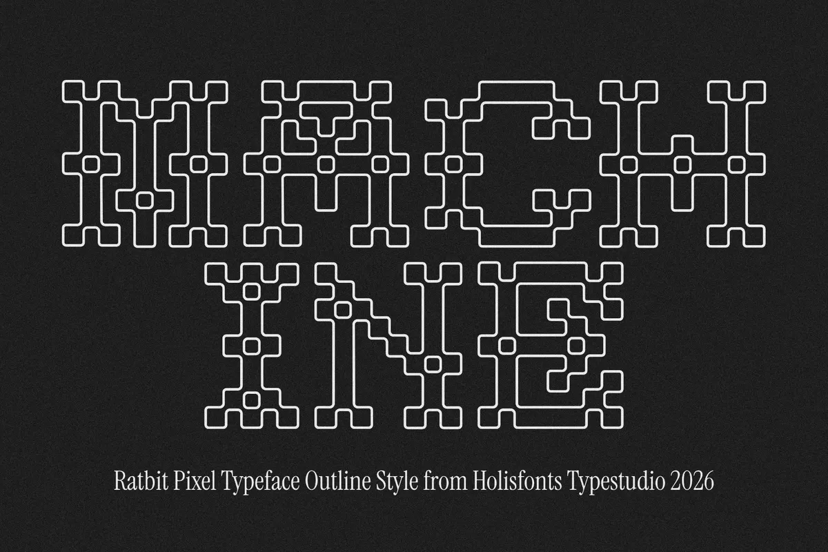 Ratbit - Pixel Display Font with Outline Style