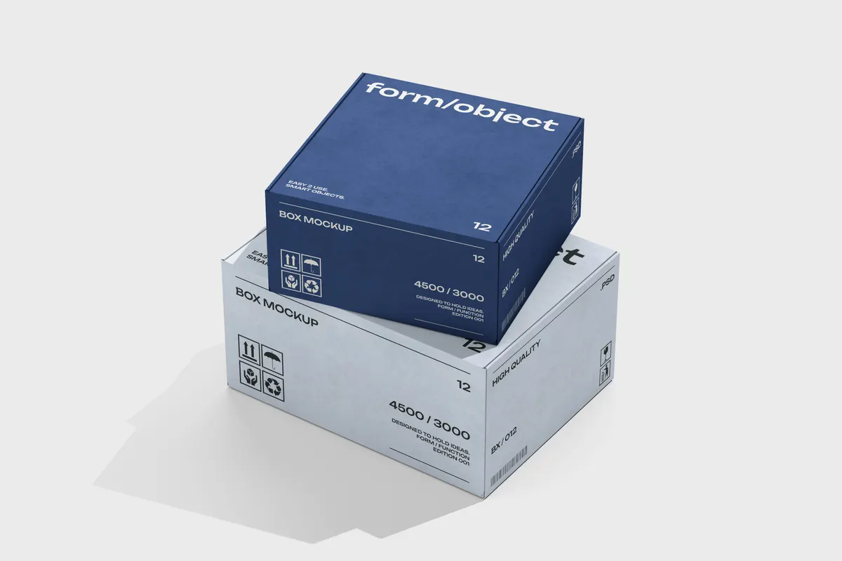 Two Stacked Carton Boxes Mockup