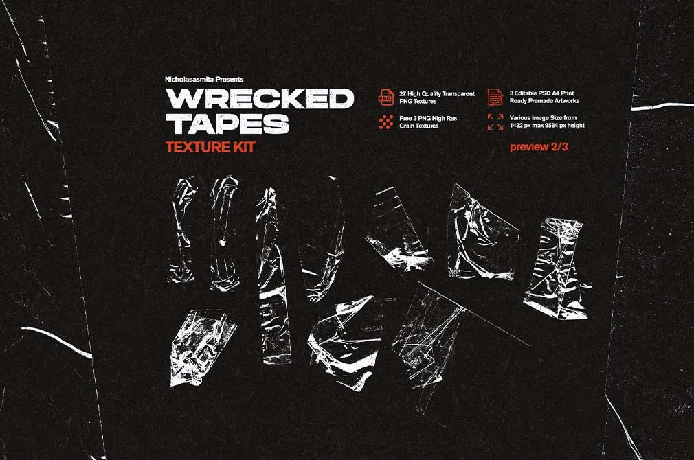 Wrecked Duct Tape Texture Set