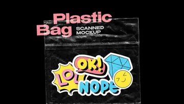 Plastic Bag with Stickers Mockup