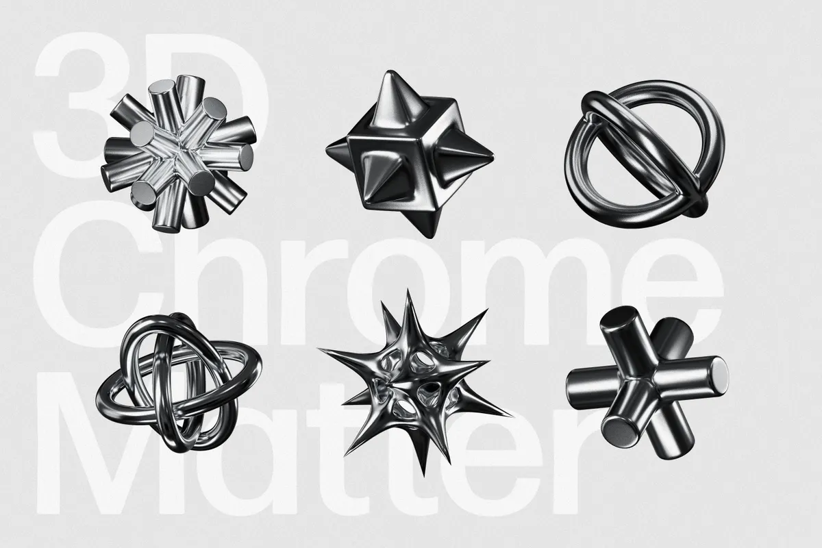 Chrome Matter: Sculptural 3D Chrome Elements