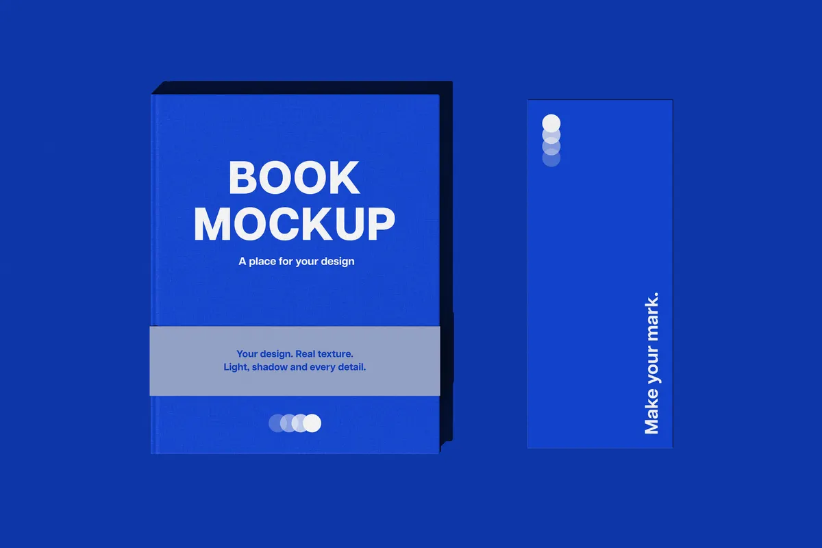 Hardcover Book & Bookmark Mockup