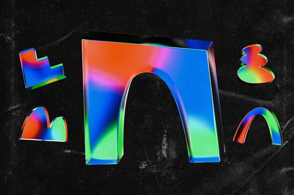 3D Glowy Glassmorphic Shapes