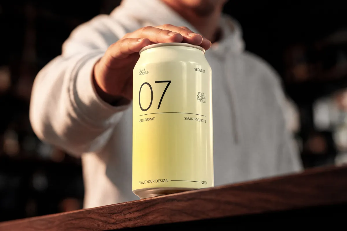 Close-Up Soda Can Mockup