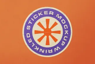 Creased Plastic Stickers Mockup