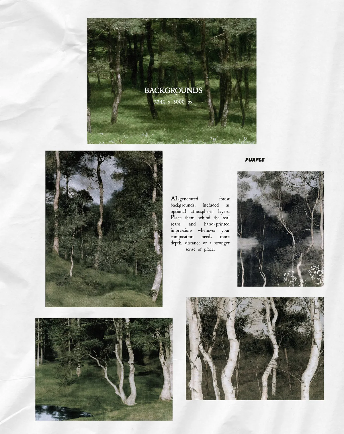 Underprint: Forest Collage Material Kit