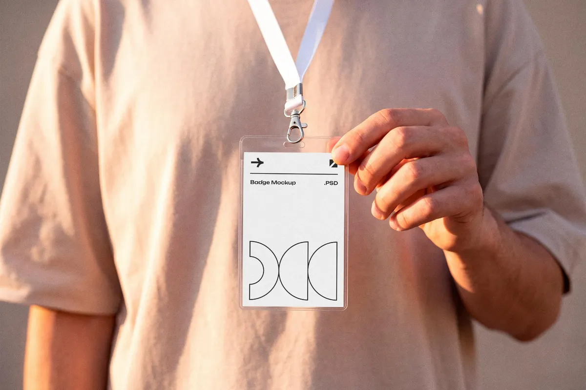 Badge Mockup on Lanyard