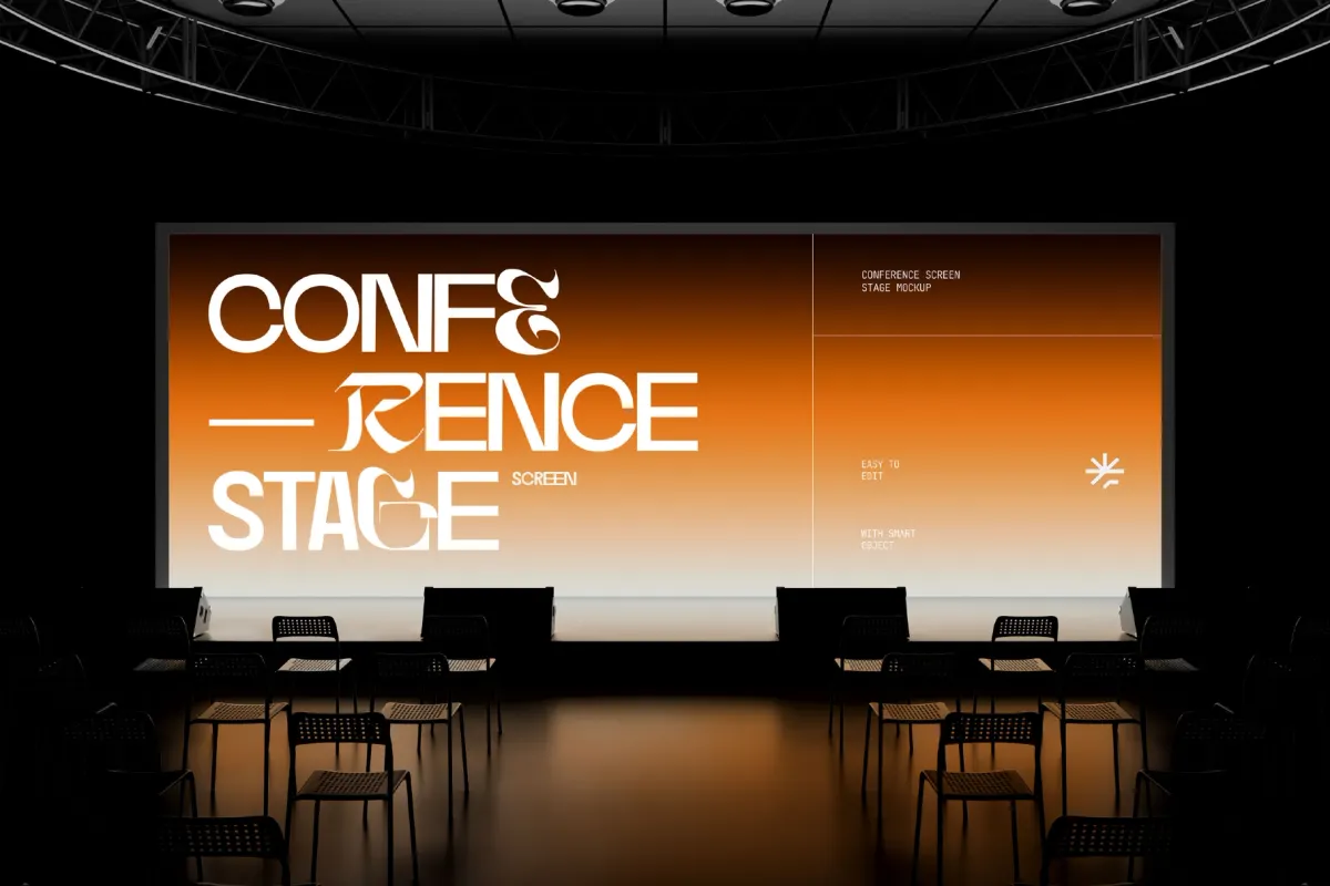 Wide Conference Stage Screen Mockup