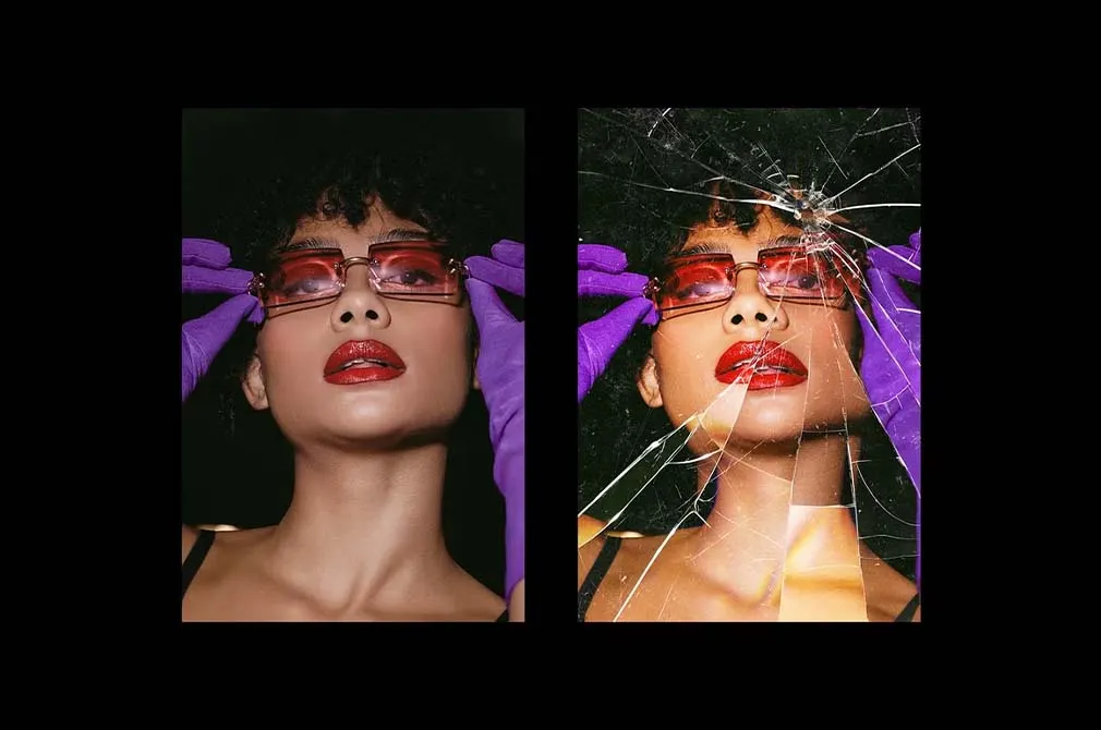 Broken Glass Pieces Photo Effect