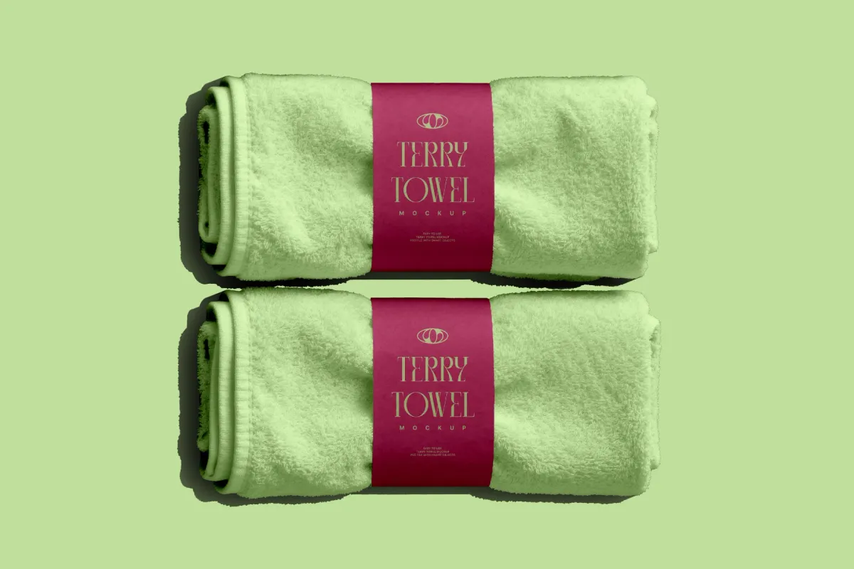 Rolled Towels Mockup with Paper Band
